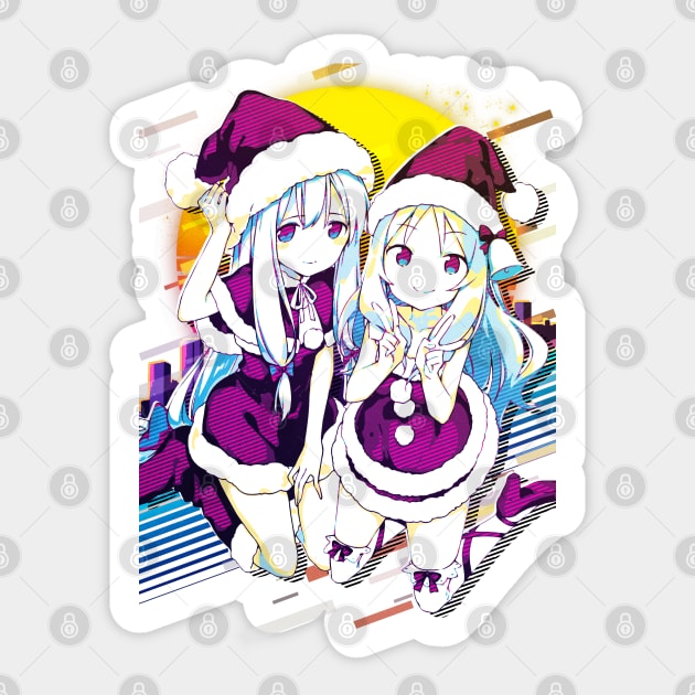 Izumi Sagiri and Yamada Elf - Eromanga Sensei Sticker by 80sRetro